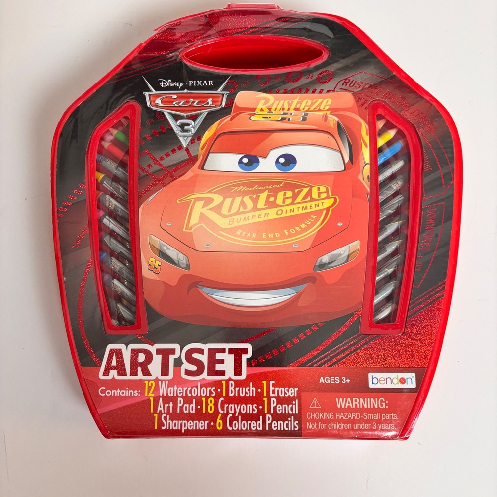 Disney Pixar Cars 3‎ Lightning McQueen Art Set Gift 40+ Piece Portable Case New